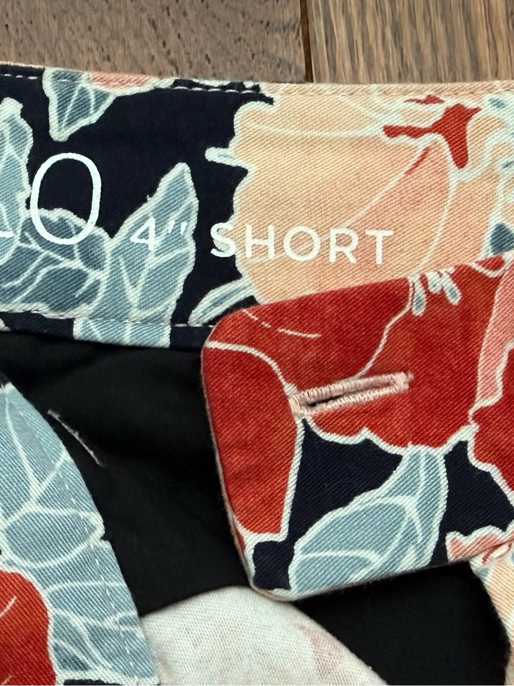 Ann Taylor Loft, Floral Print Bermuda Shorts in Red & Peach on Navy - Picture 3 of 5
